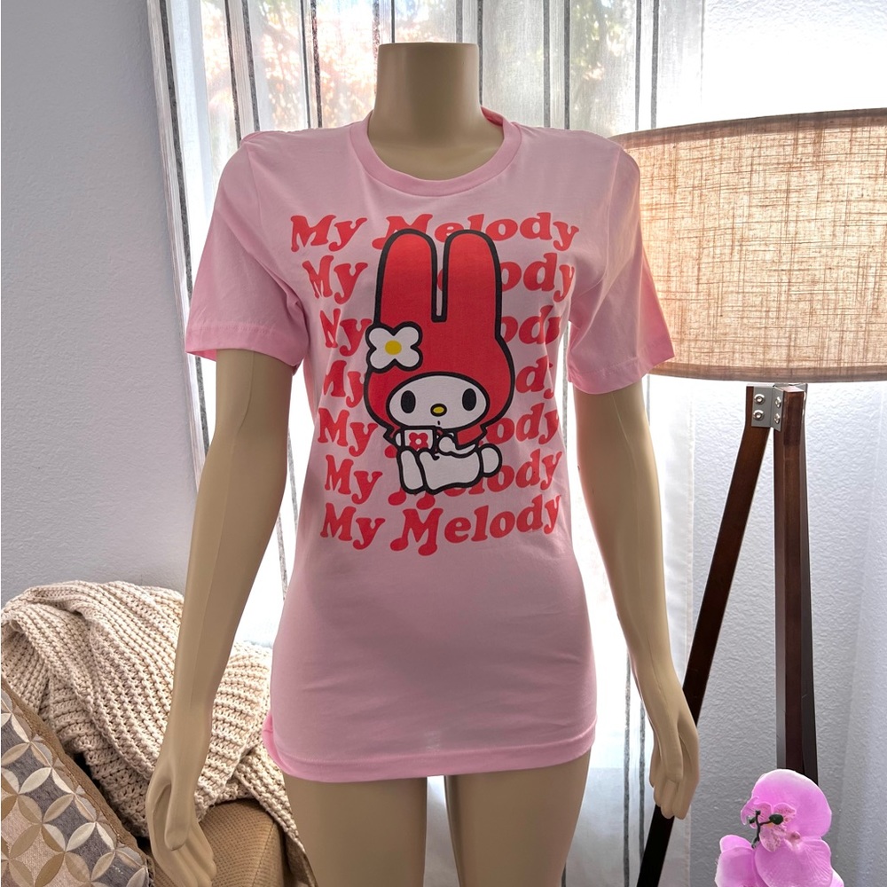 Hello Kitty by Sanrio Pink Short Sleeve T-shirt Top Size S Small Melody - Picture 1 of 7
